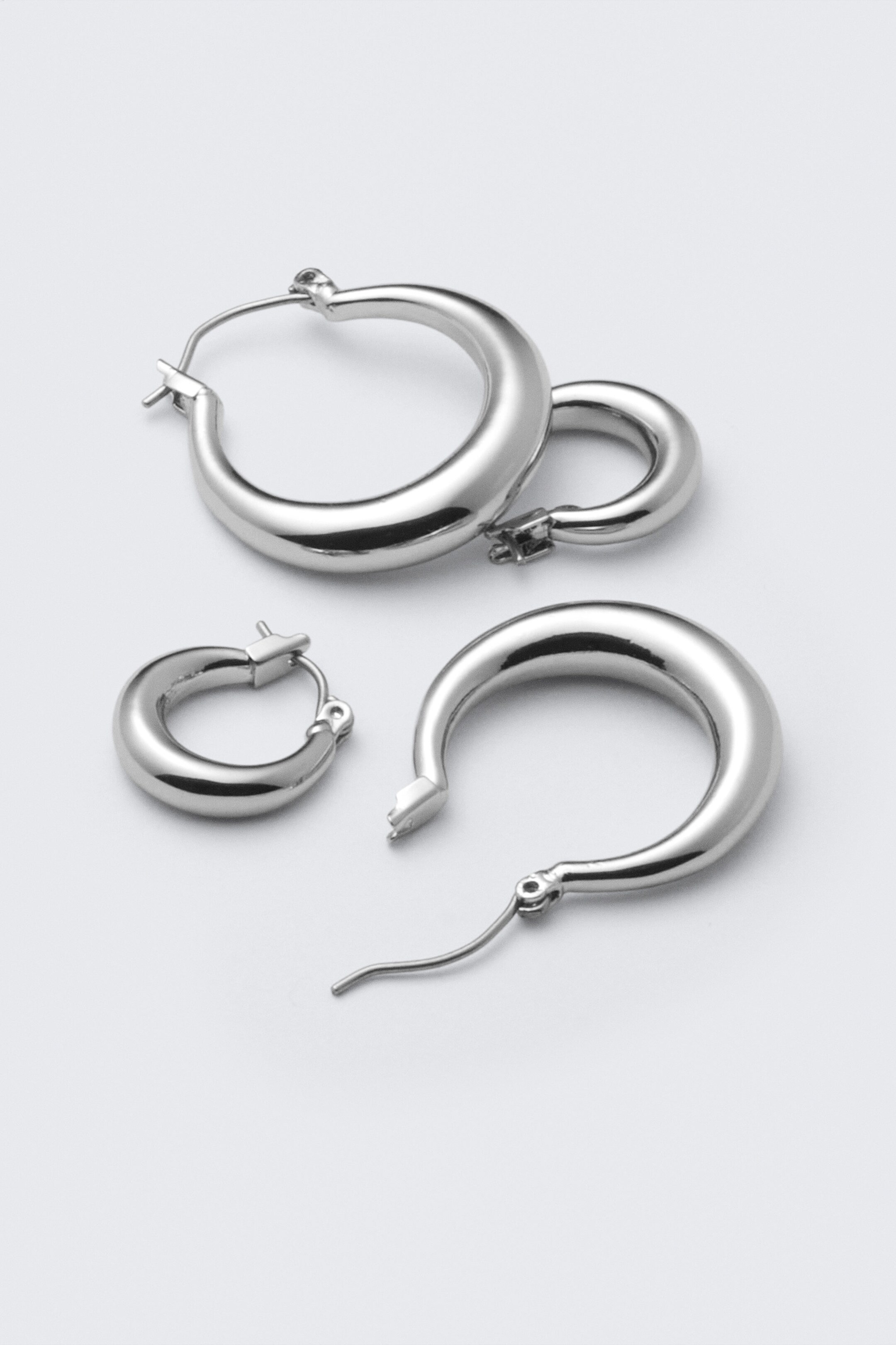 Silver - 2-pack Polished Hoop Earrings - 0