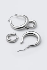 Silver - 2-pack Polished Hoop Earrings - 0