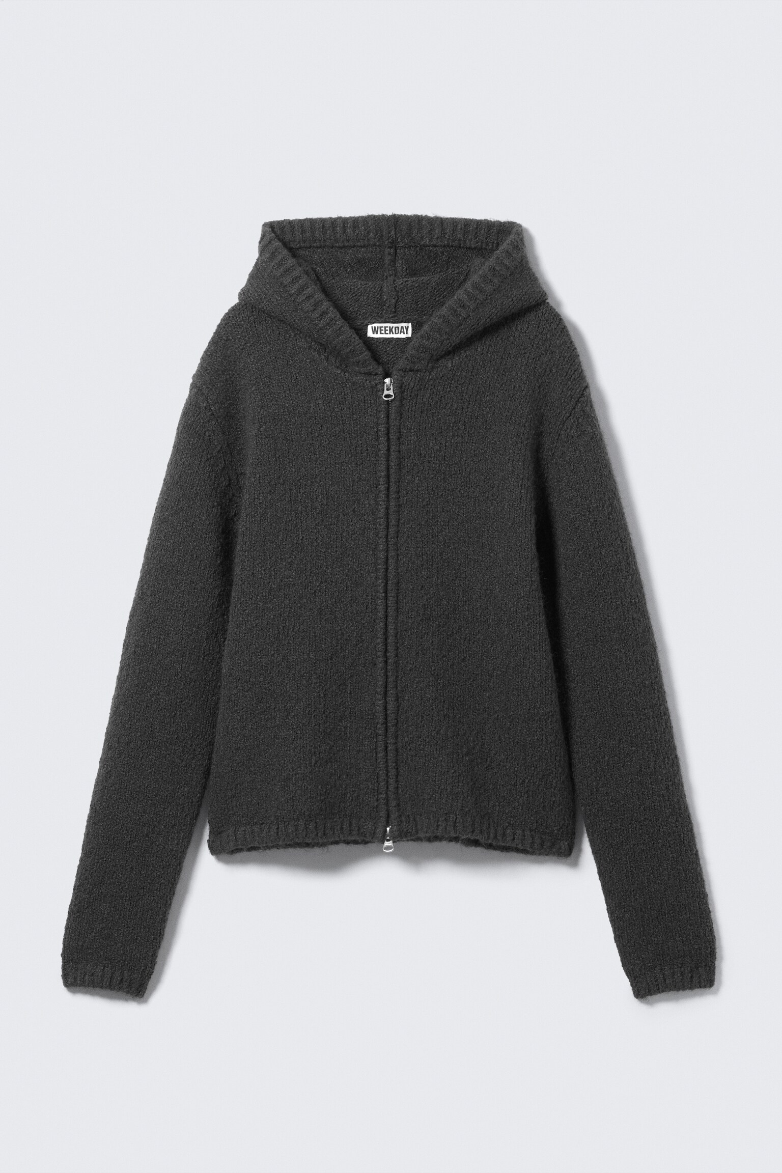 Bluza z kapturem Boxy Knitted Zip - Ciemnoszary - 2