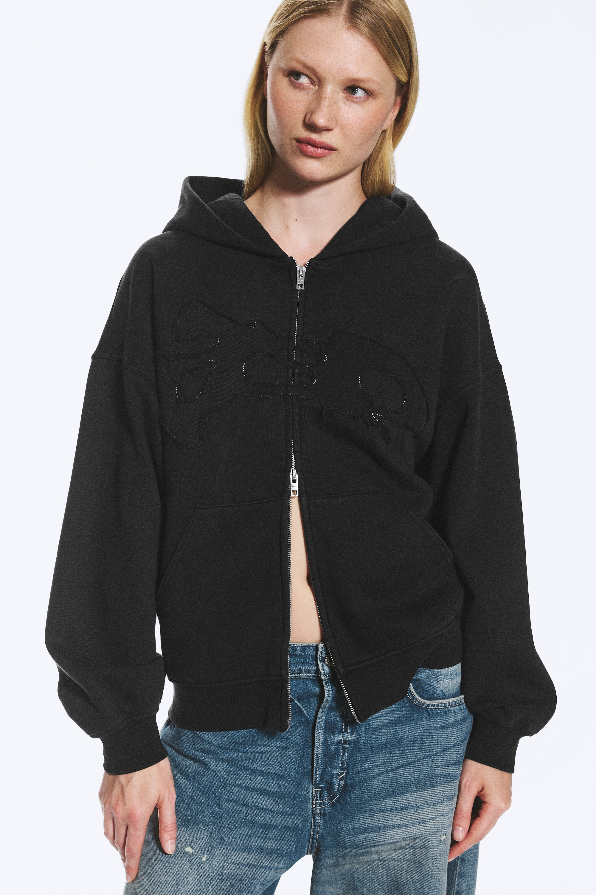 Hoodie mit Kontrastnähten - Dunkelblau