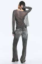 Gris foncé - Pull ample confectionné en maille transparente - 3