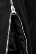 Black - Cropped Loose Zip Bomber Jacket - 3