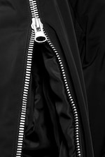Black - Cropped Loose Zip Bomber Jacket - 3