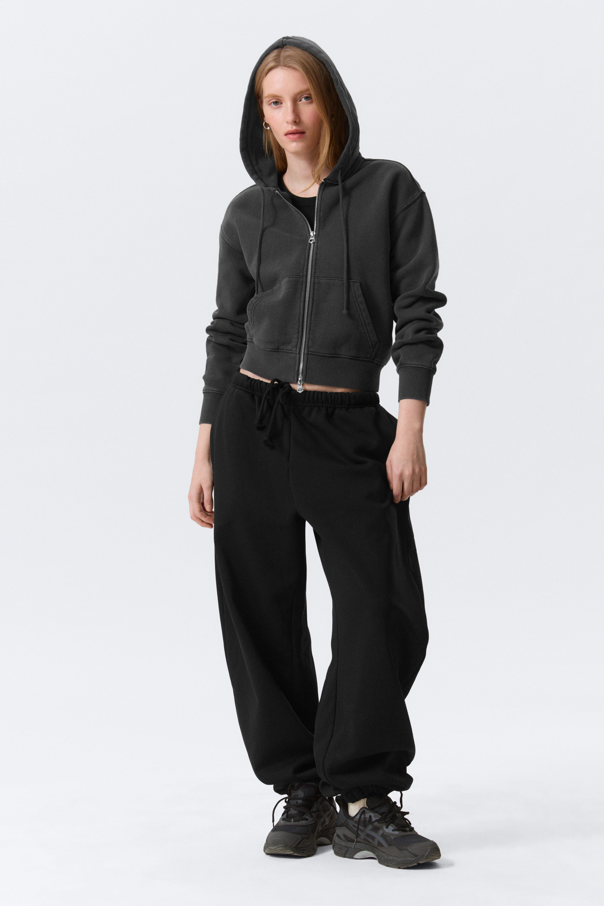 Washed Black - Fitted Zip Hoodie - 2