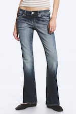 Dusk Blue - Dark Blue - Low Rise Slim Flared Jeans - 1