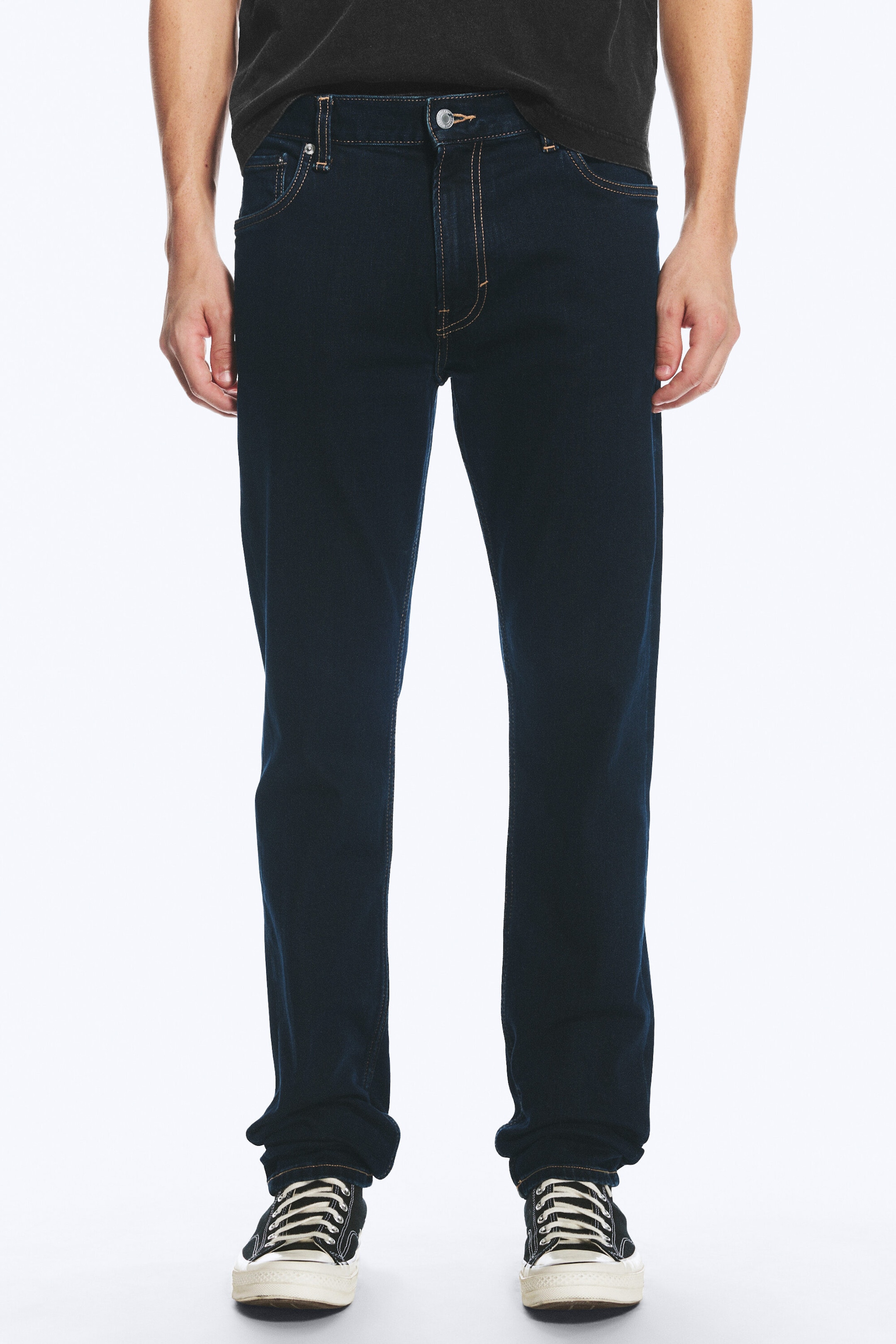 Shiny Blue - Dunkelblau - Orion Mid Waist Slim Fit Straight Leg Jeans - 2
