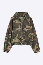 Khaki Green - Camo - Relaxed Raglan Zip Hoodie - 0
