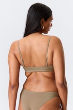 Black & Beige - 2-pack Scoop Neck Bikini Tops - 4