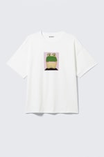 Weiß - Frog Man - Bedrucktes kastiges T-Shirt - 0