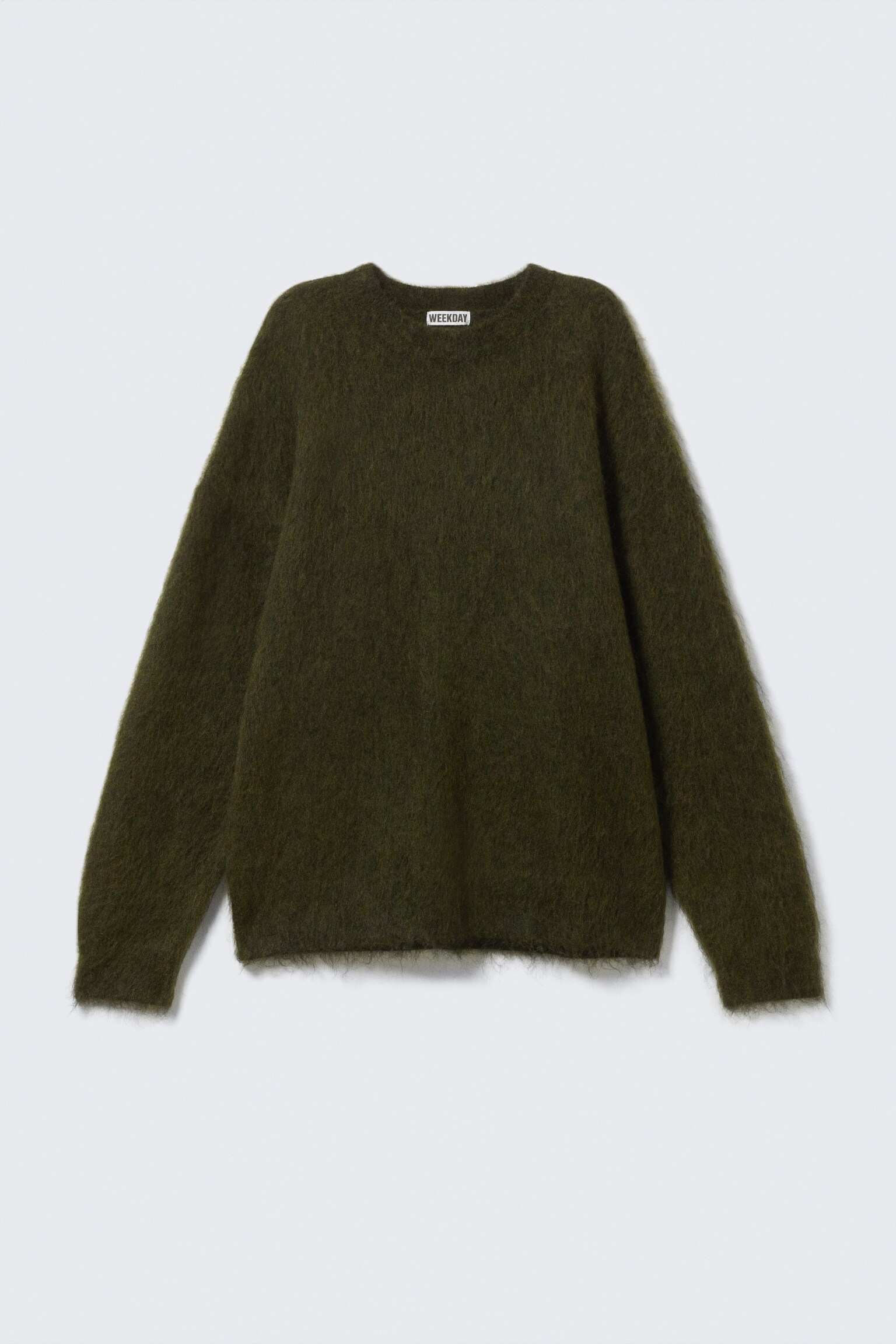 Oversized Knitted Mohair Blend Sweater - Dark Green/Beige/Brown - 2