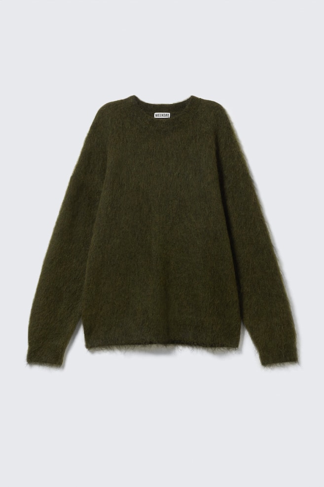 Oversized Knitted Mohair Blend Sweater - Dark Green/Dark Blue Melange/Light Purple Melange/Brown/Beige - 1
