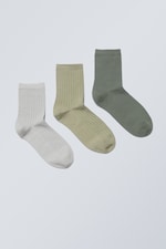 Khaki Accent Mix - 3-pack Bella Short Sock - 0