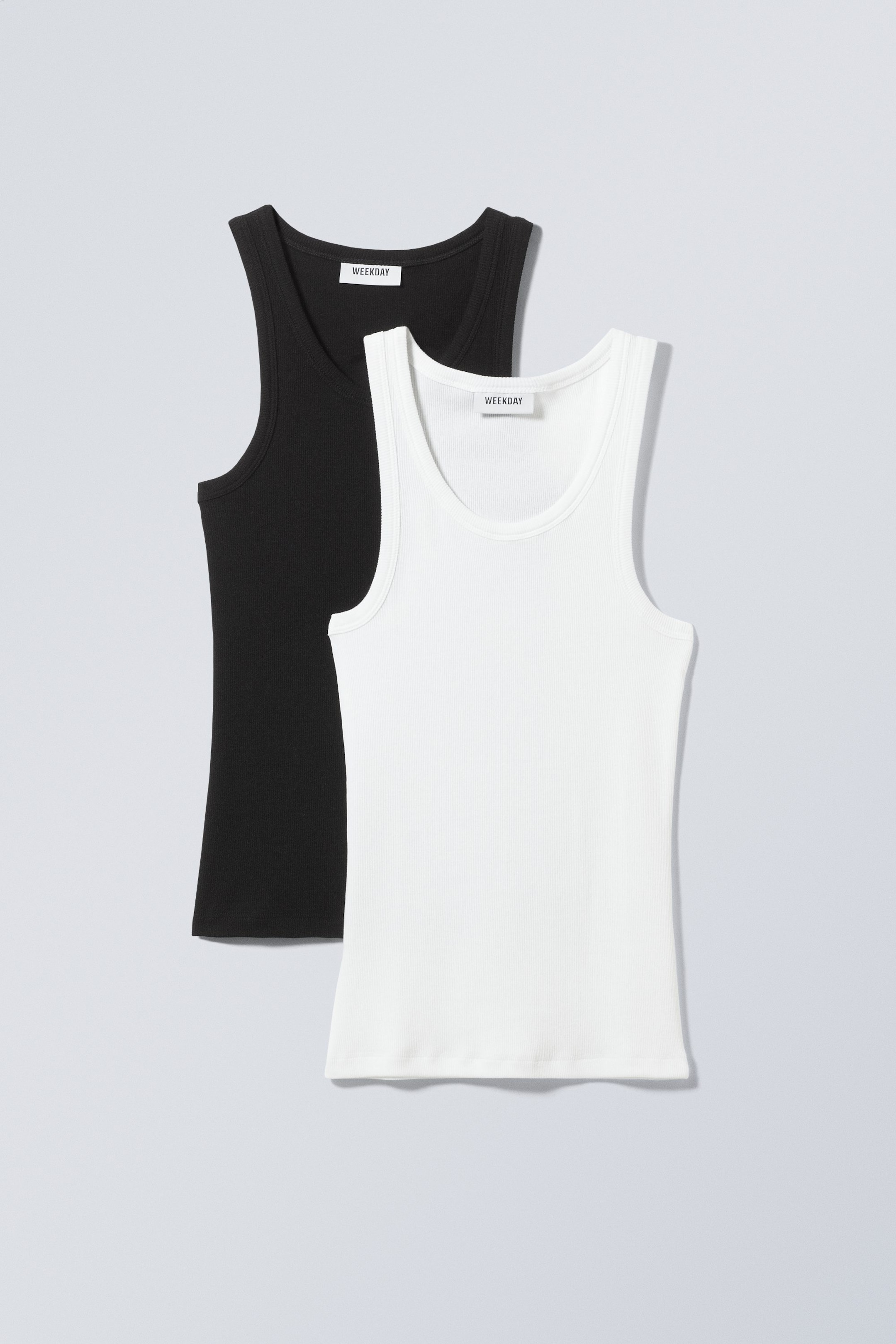 Blk&Wht - 2-pack Close Fitted Rib Tank Top - 0