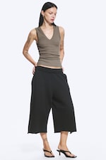 Dimgrå - Ribbat V-ringat linne - 1