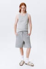 Lichtgrijs gemêleerd - Geribde regular fit tanktop - 1