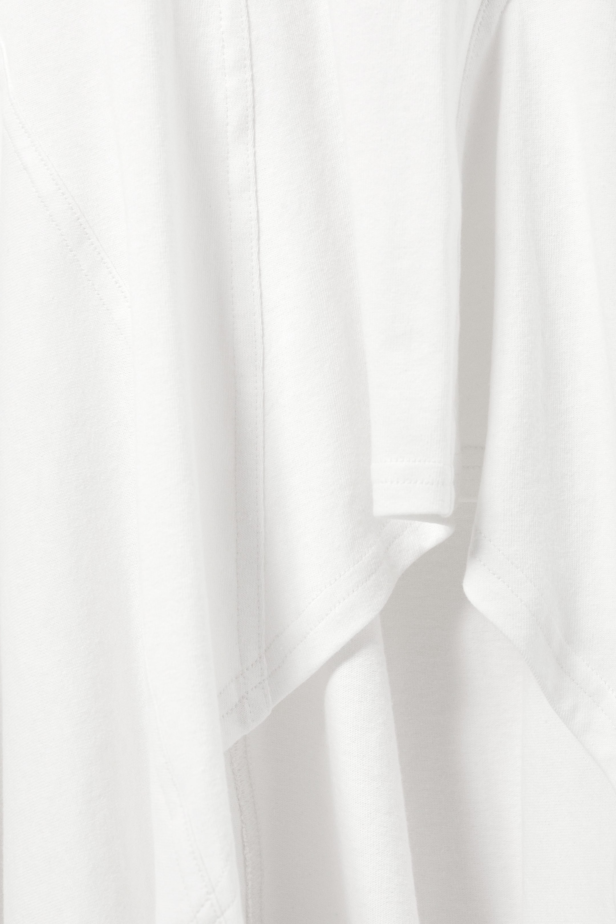 White - Long-Sleeved Asymmetric Midi Dress - 1