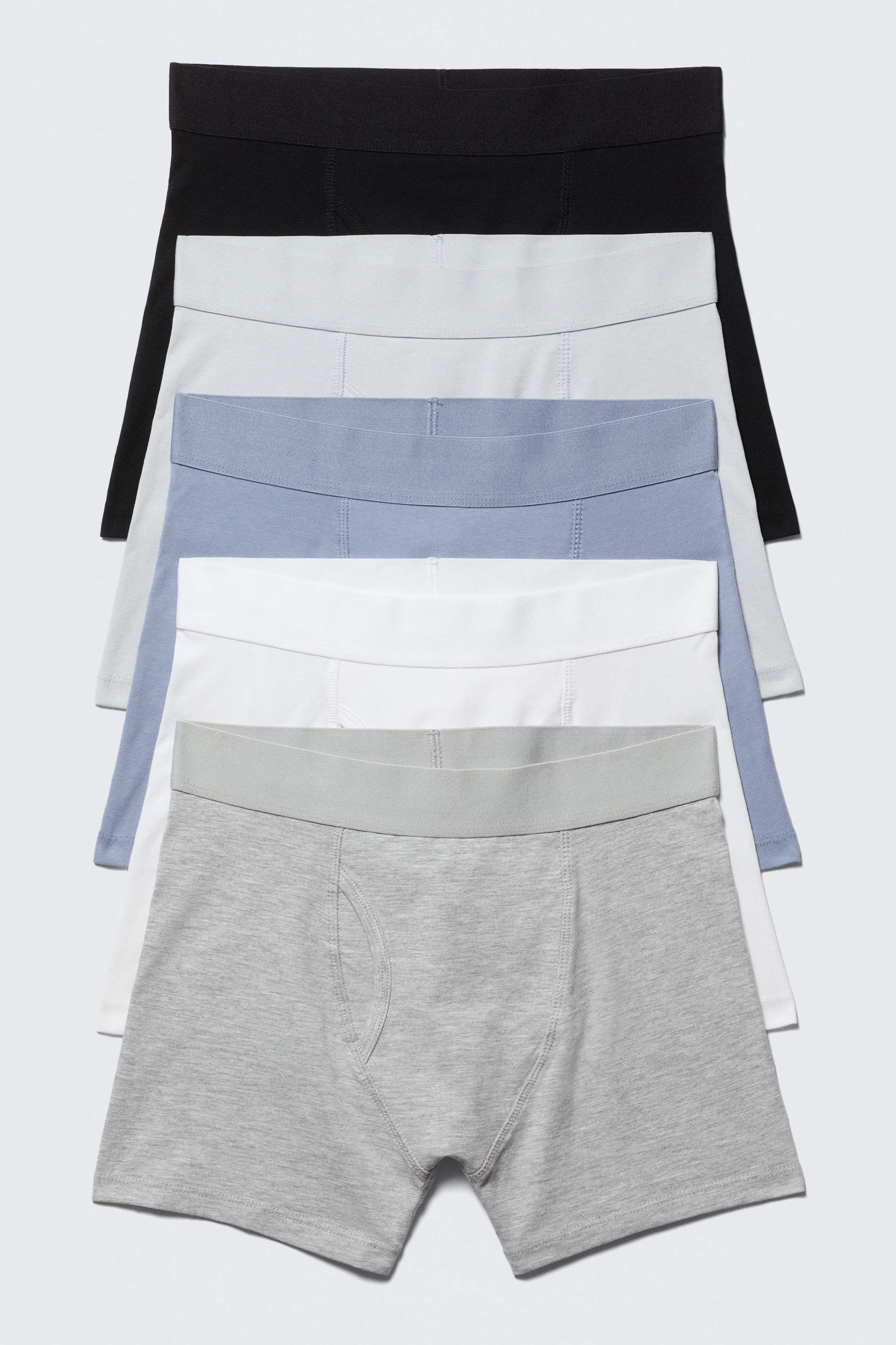 Schwarz/Grau/Blau/Weiß - Boxershorts 5er-Pack