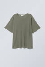 Dusty Khaki - Boxy Relaxed T-shirt - 0
