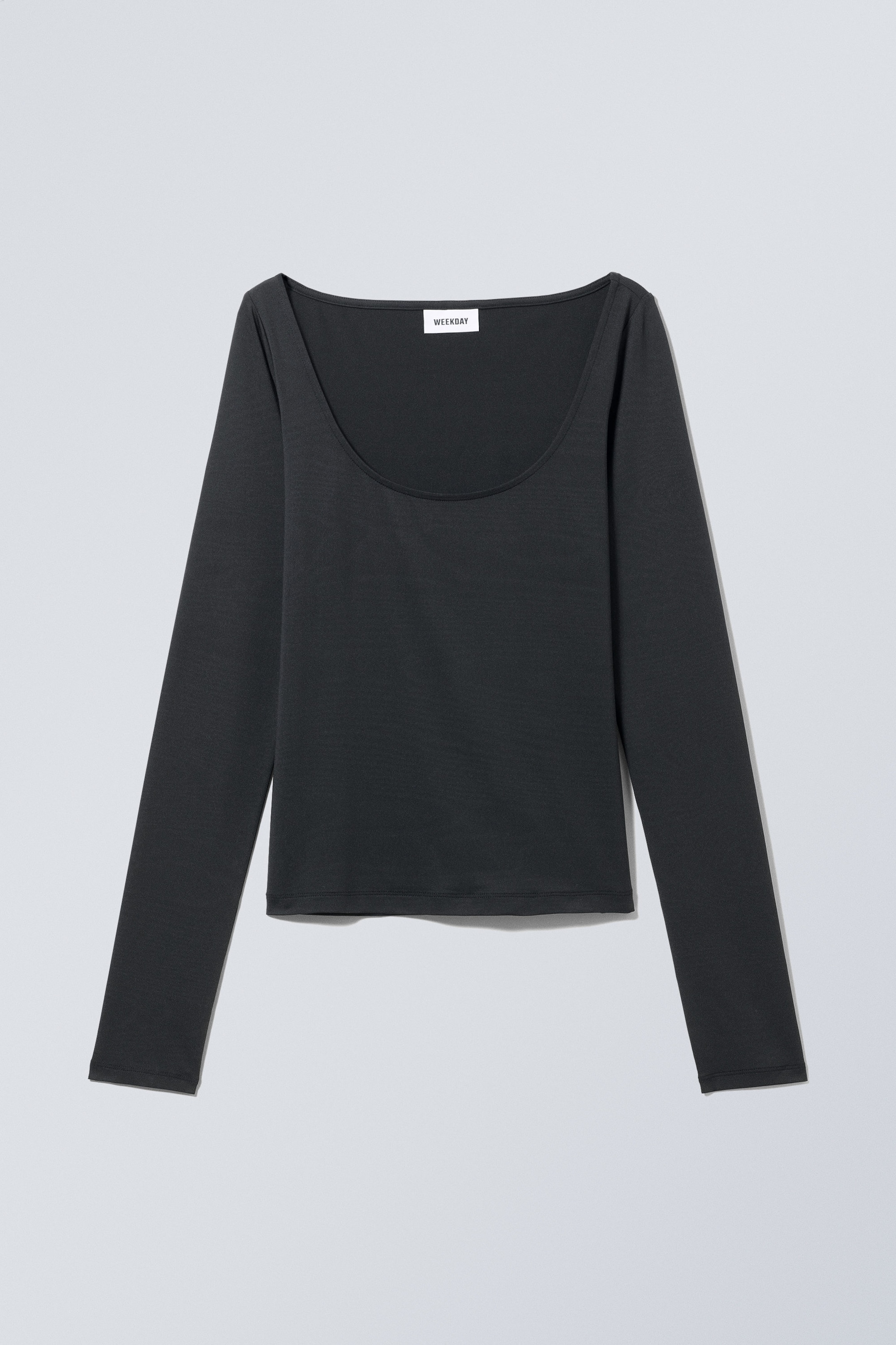 Black - Tea Scoop Neck Long Sleeve Top - 0