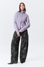 Mélange violet clair - Cardigan zippé ajusté en maille douce - 0