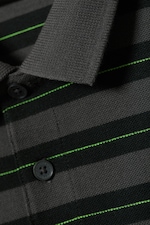 Mörkgrå - Grönrandig - Kortärmad tennis pikétröja - 5