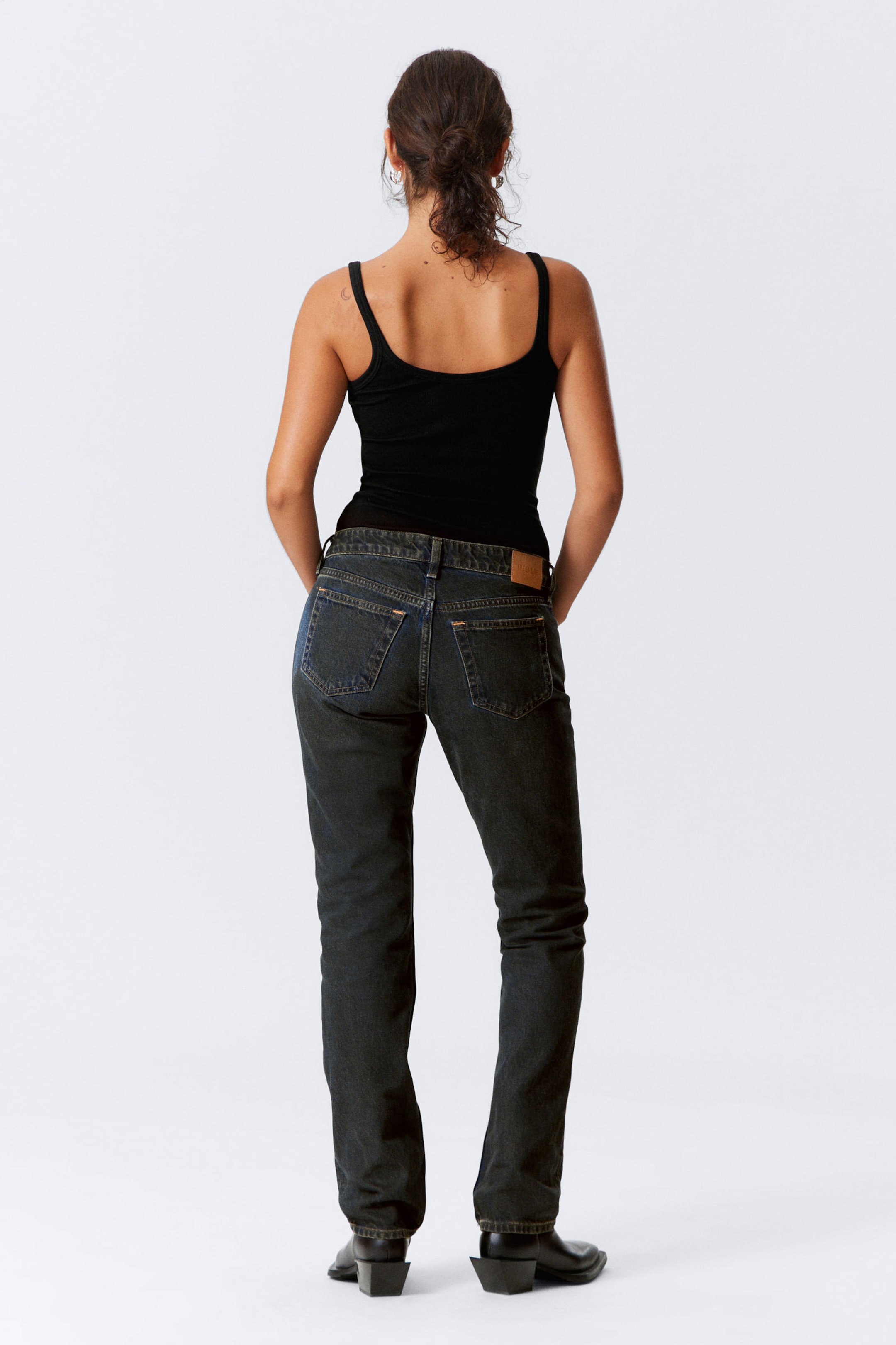 Soil Blue - Brown Stained Blue - Nail Low Rise Slim Straight Leg Jeans - 6