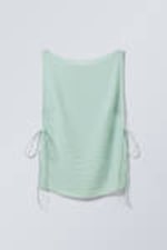 Light Dusty Turquoise - Sleeveless Boat-Neck Tie Top - 0
