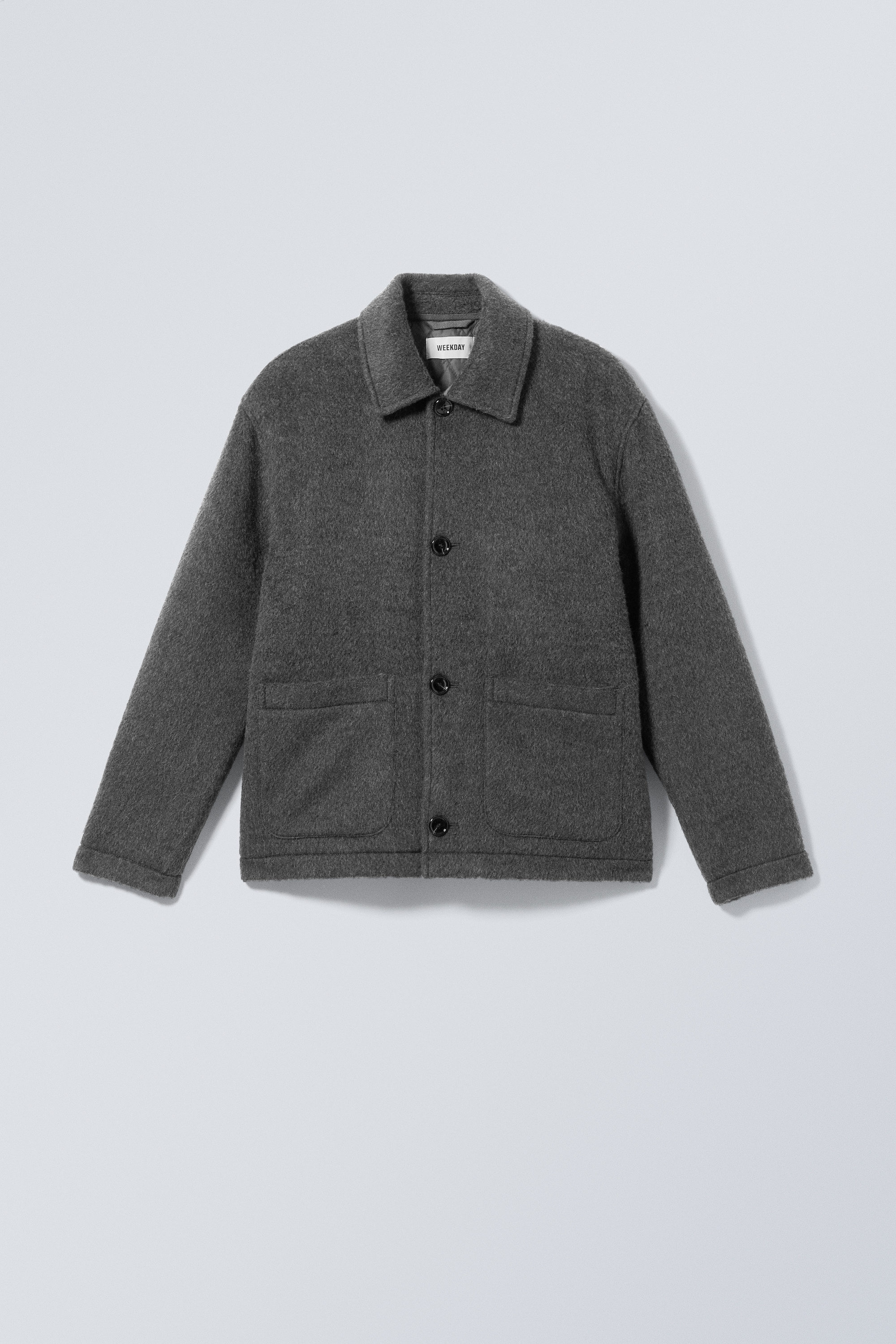 relaxed wool-blend zip jacket - Black Check | Weekday EU