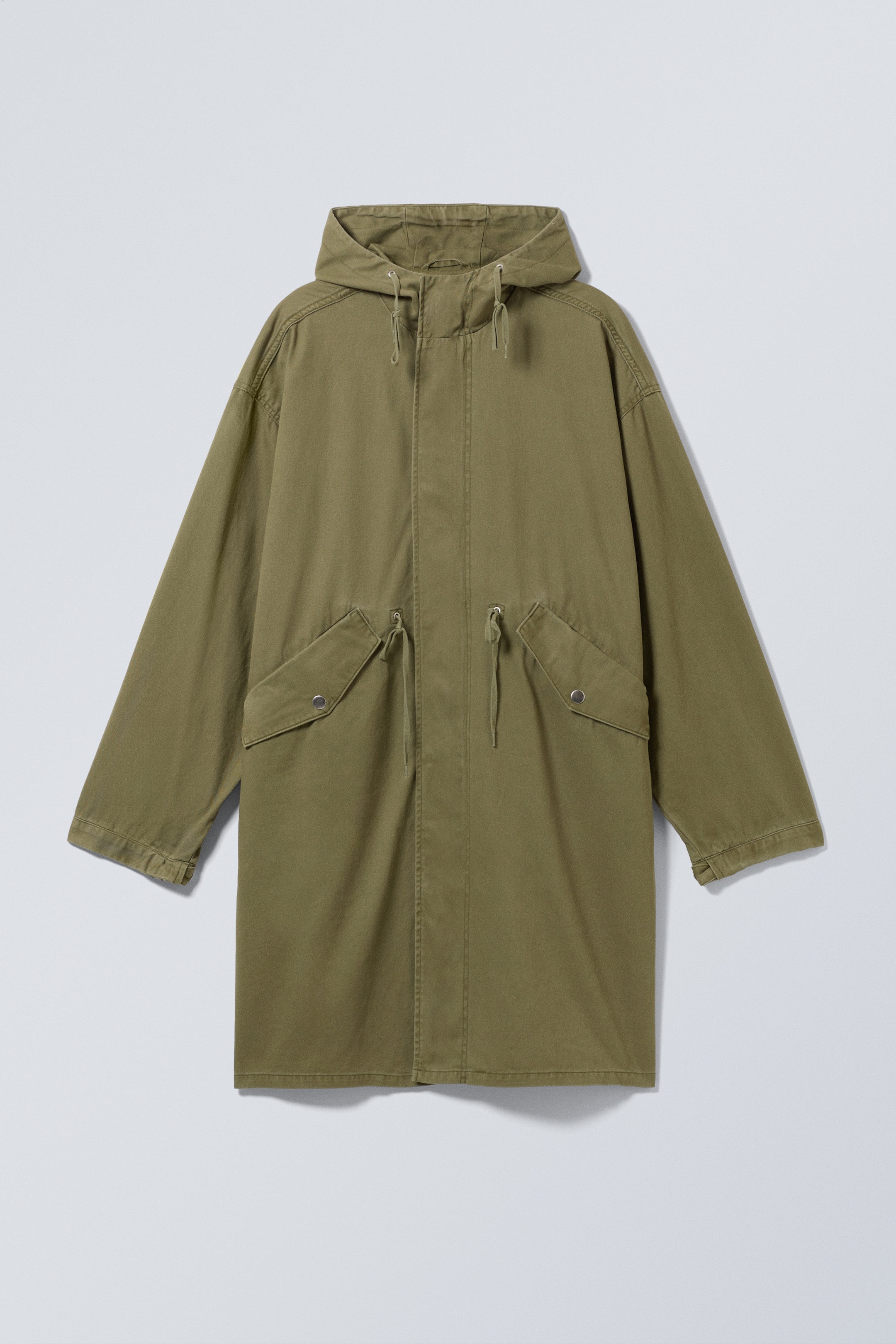 Kakigrønn - Oversized parkas i bomullstvill - 1