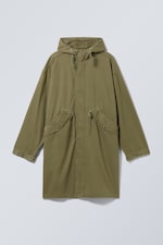 Kakigrønn - Oversized parkas i bomullstvill - 0