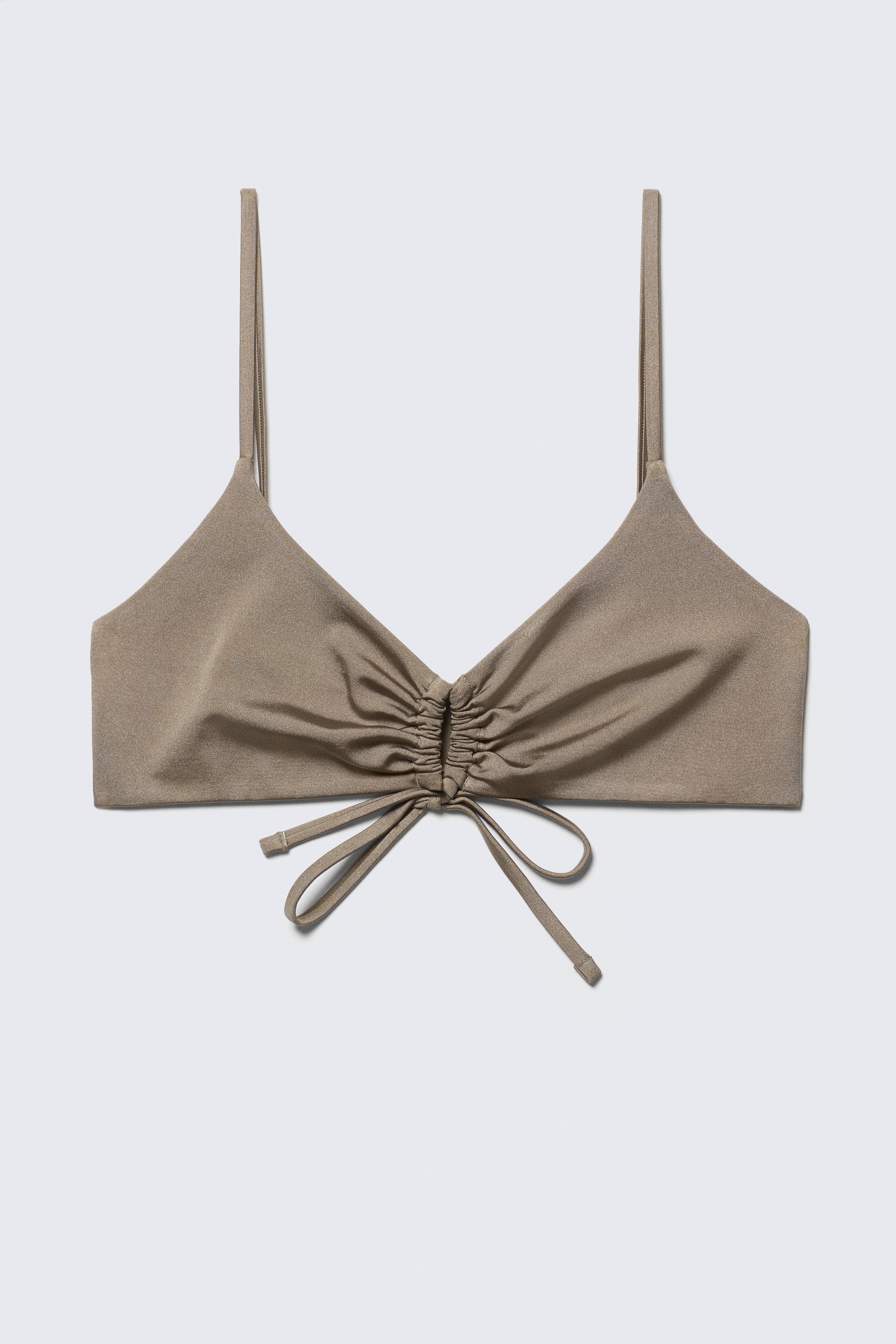 Ruched Triangle Bikini Top - Dusty Mole/Bright Blue/Green