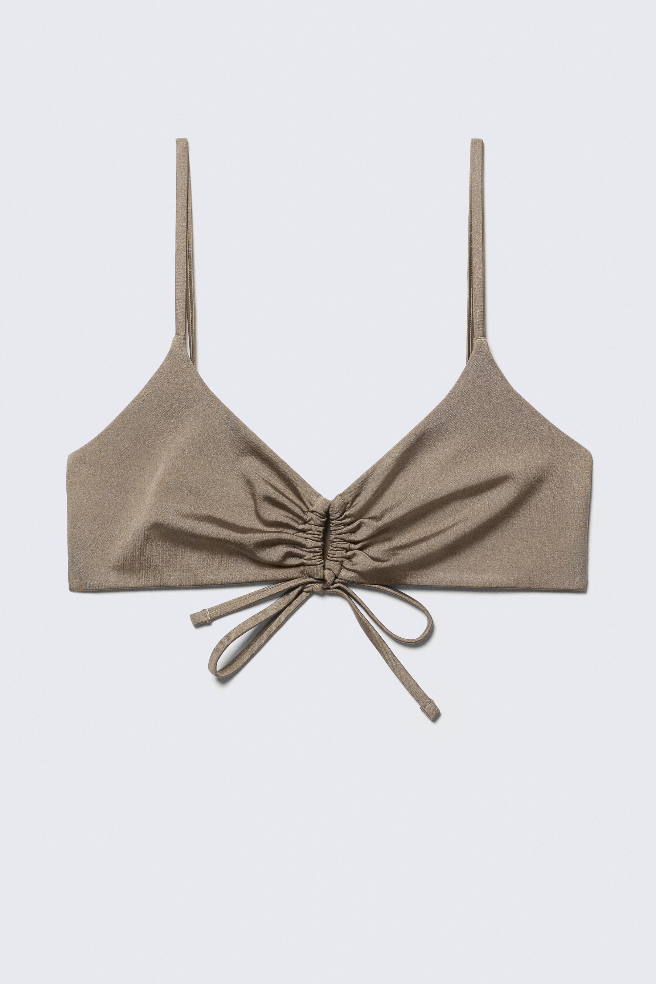 Se større billede: Trekantet bikinitop med rynkeeffekt - Støvet gråbrun - DAME | H&M DK 4
