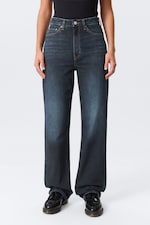 Angel Blue - Dark Blue - Rowe Super High Waisted Regular Straight Leg Jeans - 1