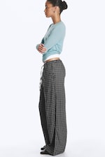 Noir à carreaux - Pantalon de pyjama large en flanelle - 2