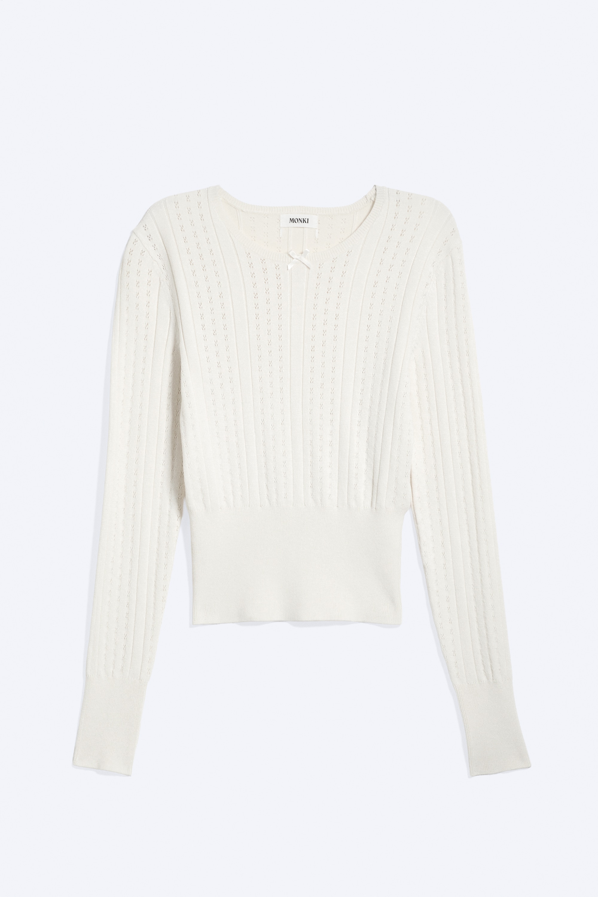 Maglione aderente in maglia - Bianco/Azzurro
