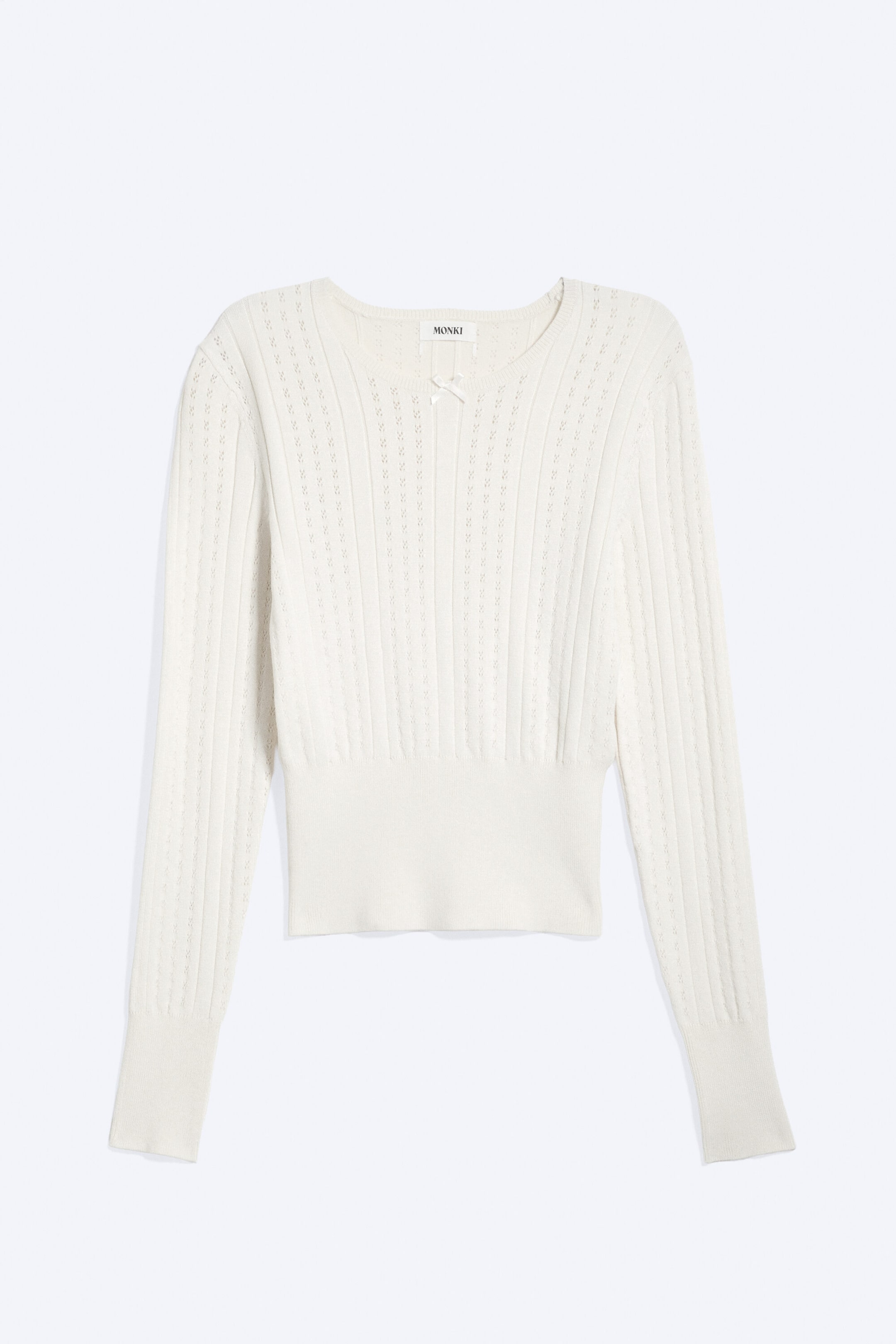 White - Slim Fit Knitted Sweater - 3