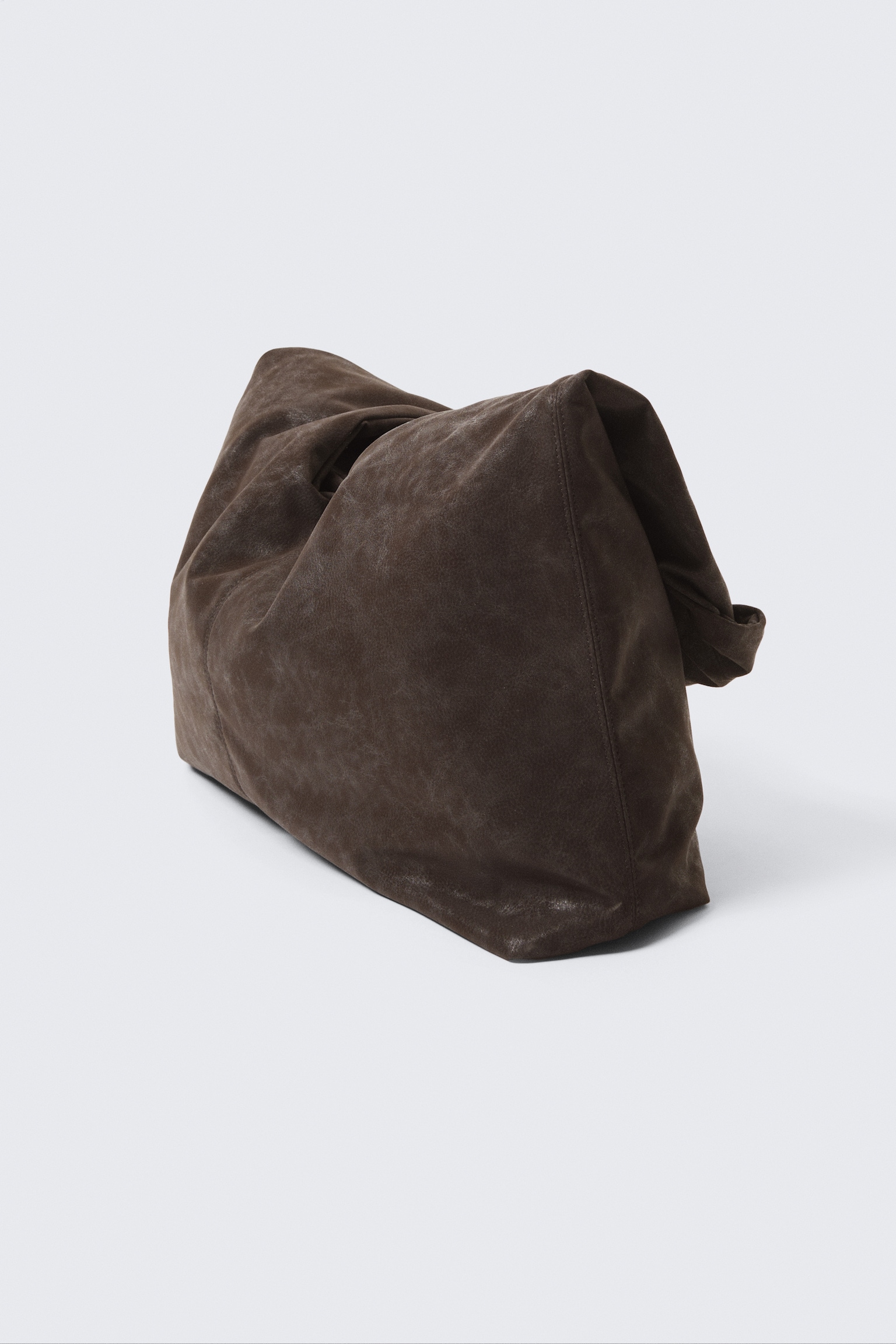 Slouchy Faux Leather Shoulder - Dark Brown/Cracked Black - 3