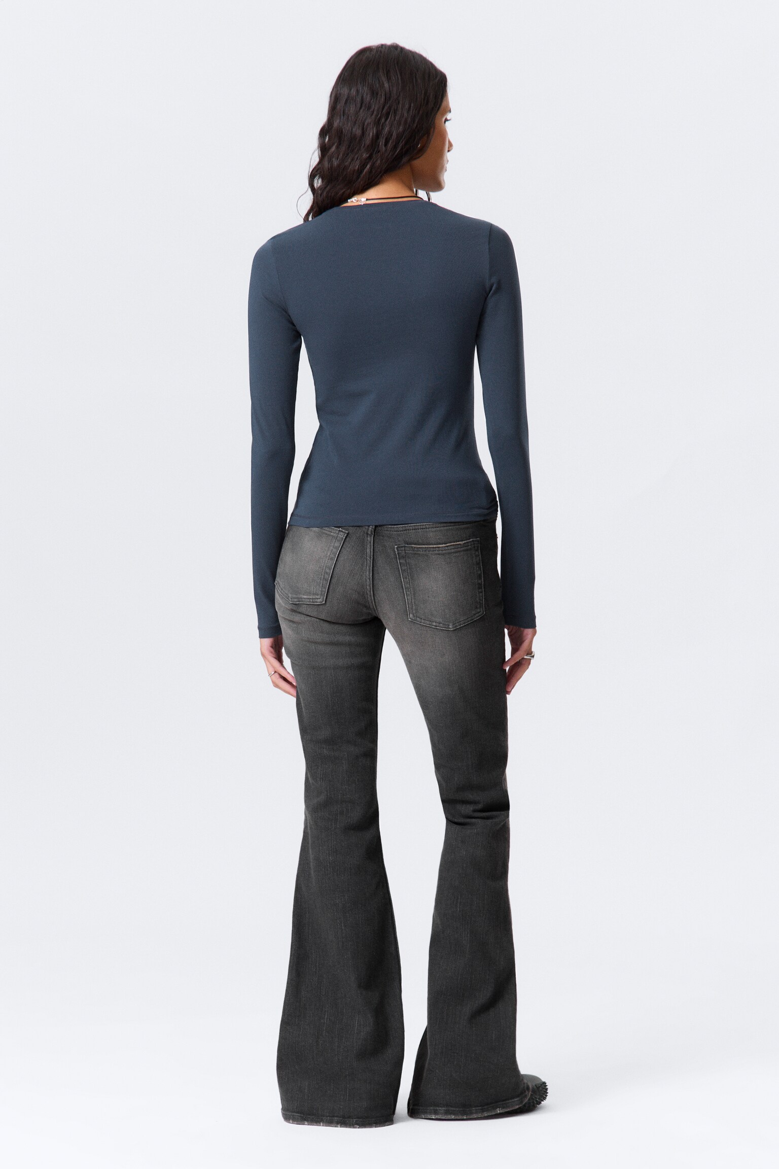 Slim Fitted Long Sleeve - Dark Dusty Blue/White/Black/Bright Orange/Dark Khaki Green/Dark Brown - 4