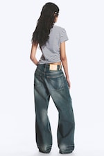 Streaky Blue - Bleu moyen - Jean droit ample taille standard Looser - 6