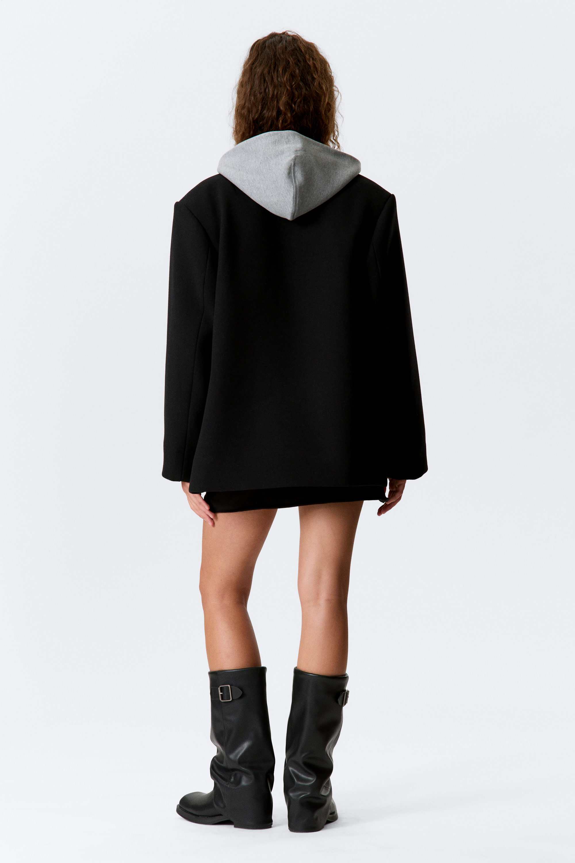 Black - Oversized Wool-Blend Double-Breasted Blazer - 2