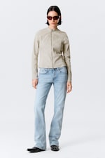 Light Beige - GENEVIEVE SLIM STRUCTURED COTTON ZIP JACKET - 0