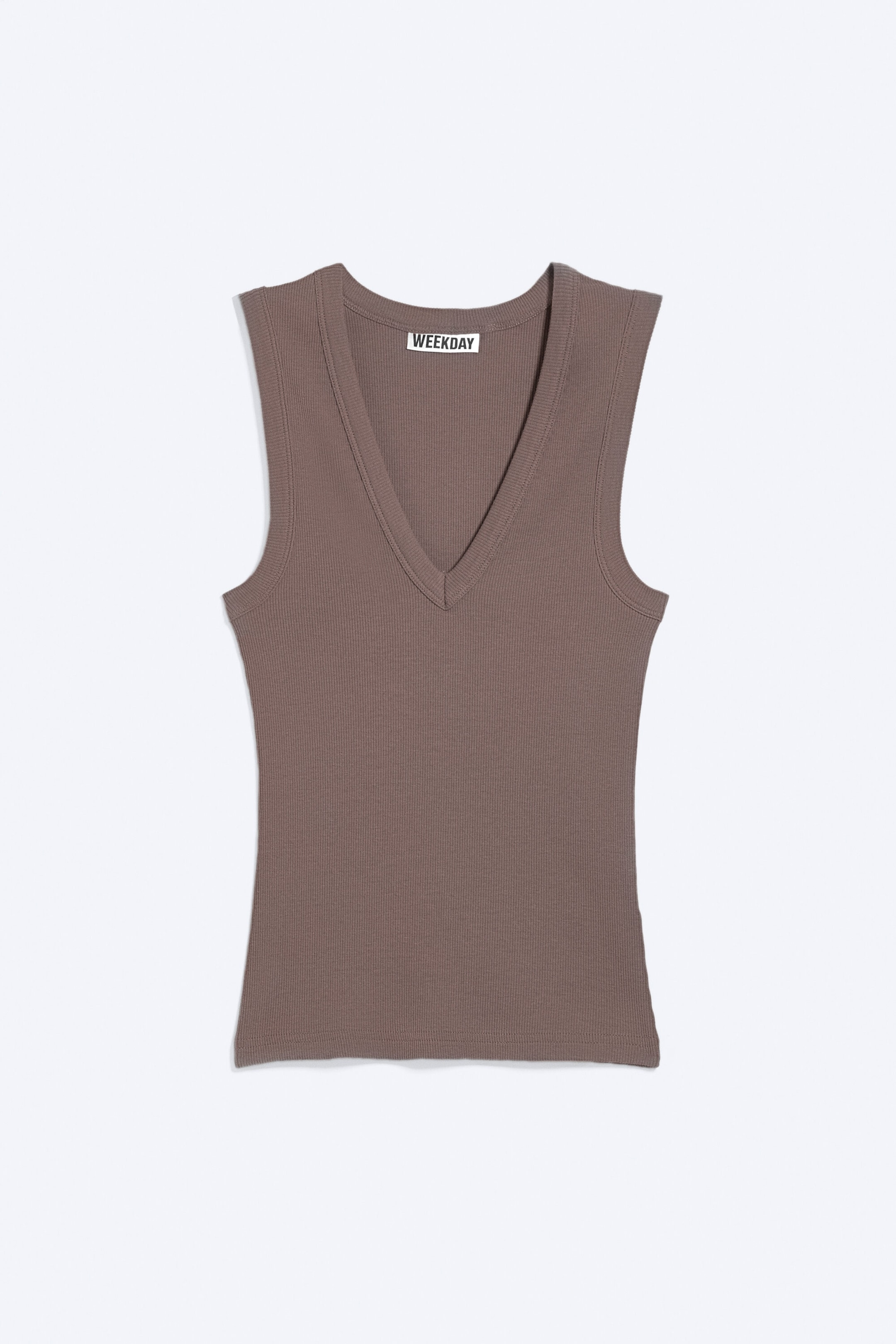 Dusty Plum - Ribbed V-neck Tank Top - 4