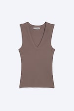 Dusty Plum - Ribbed V-neck Tank Top - 4
