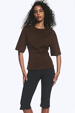 Dark Brown - Fitted Dart Detail T-shirt - 0