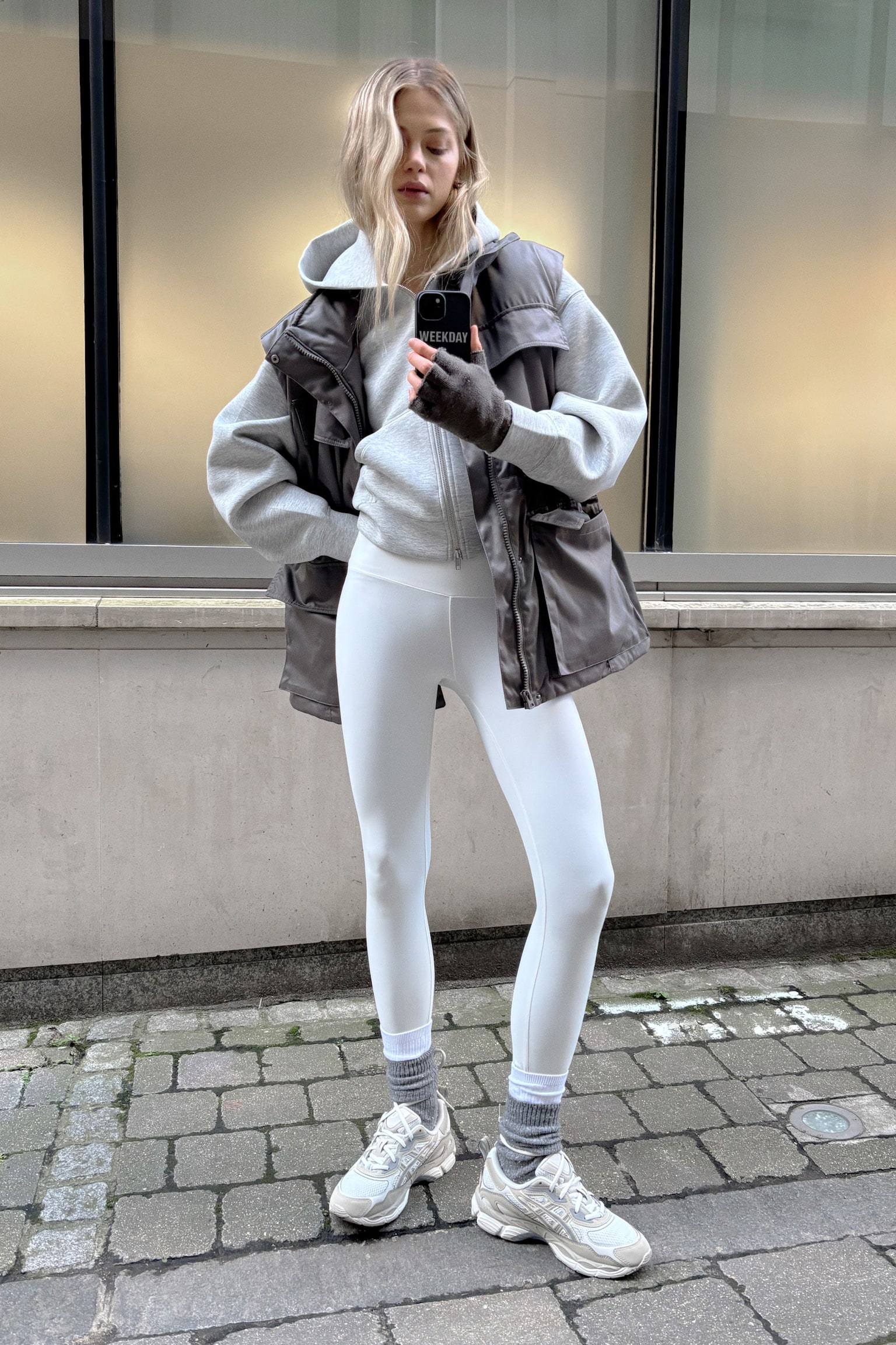 Sporttights mit hohem Bund - Weiß/Dunkles Khakigrün/Dunkelgrau/Dunkelbraun/Dunkelbraun/Helles Staubgrau - 1