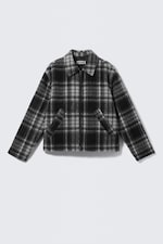 Carreaux noirs - Veste zippée décontractée en laine mélangée - 6