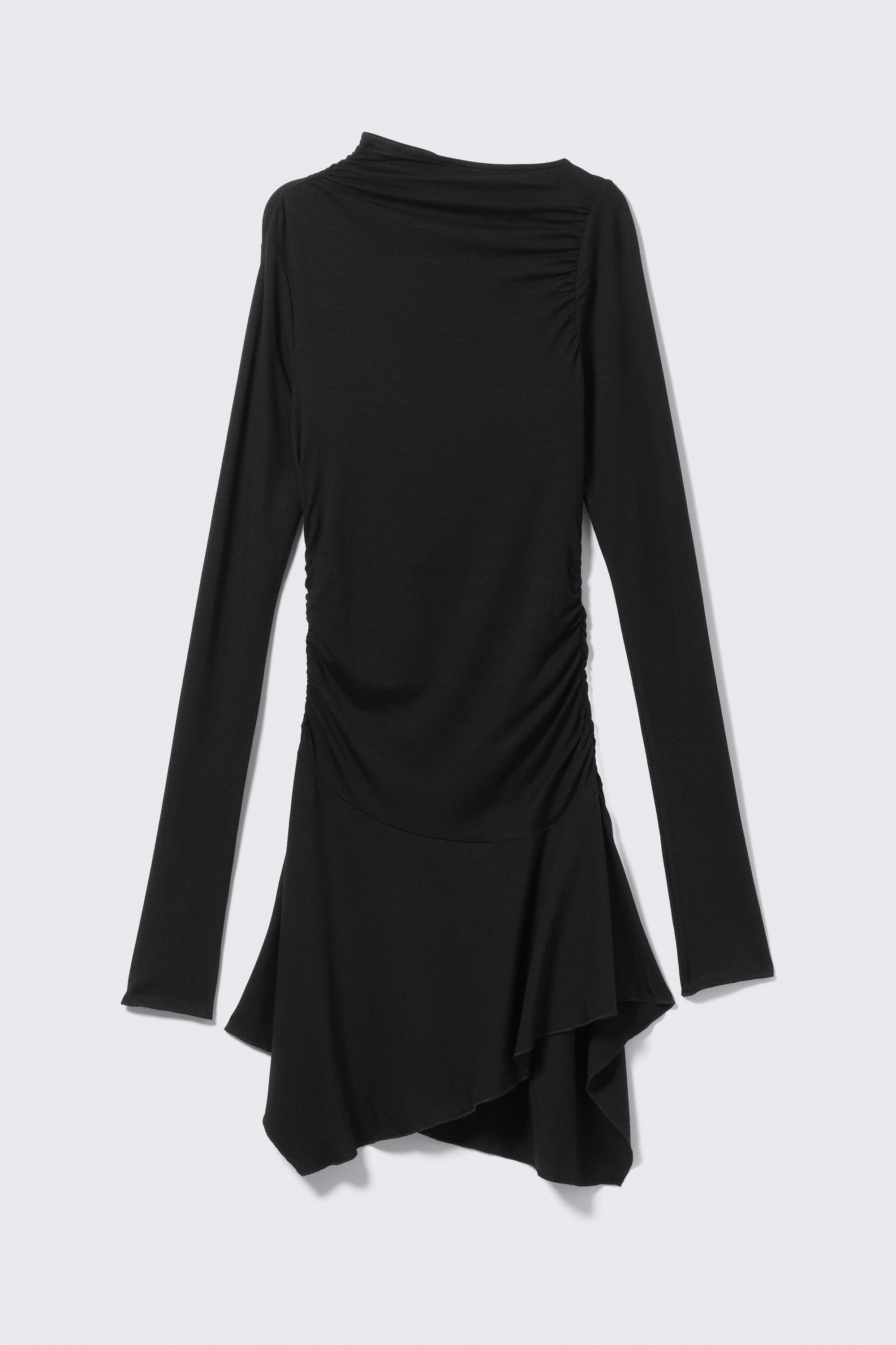 Asymmetric Draped Mini Dress - Black/Dark Blue