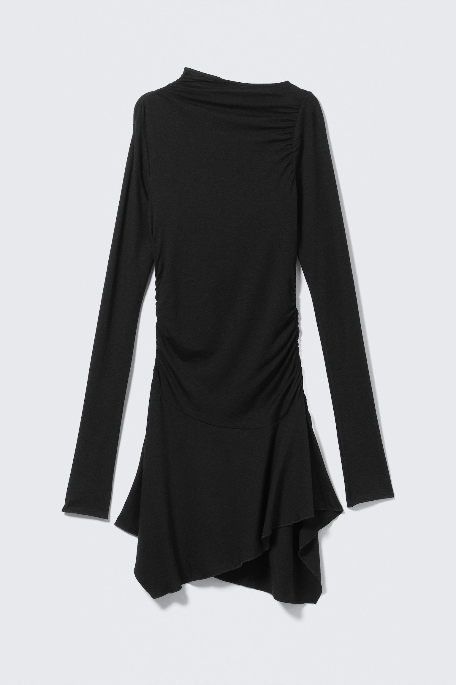 Vestido mini drapeado asimétrico - Negro/Azul oscuro - 2