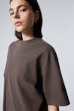 Washed Dark Brown - Oversized Heavyweight T-shirt - 1