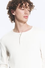 Dusty White - Long-sleeved cotton henley - 2
